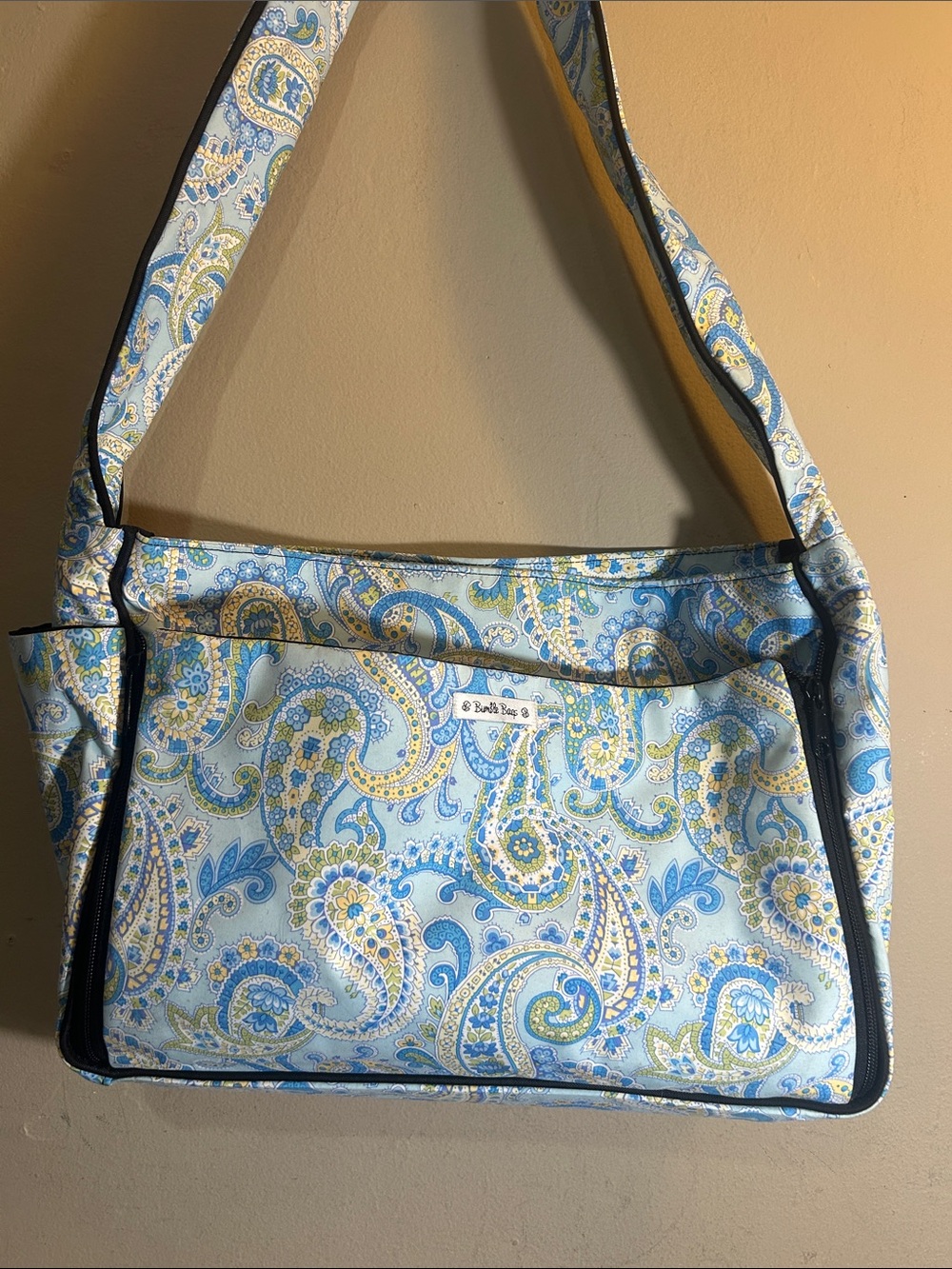 Bumble Bags Jessica Blue Paisley Messenger Backpack Diaper Bag